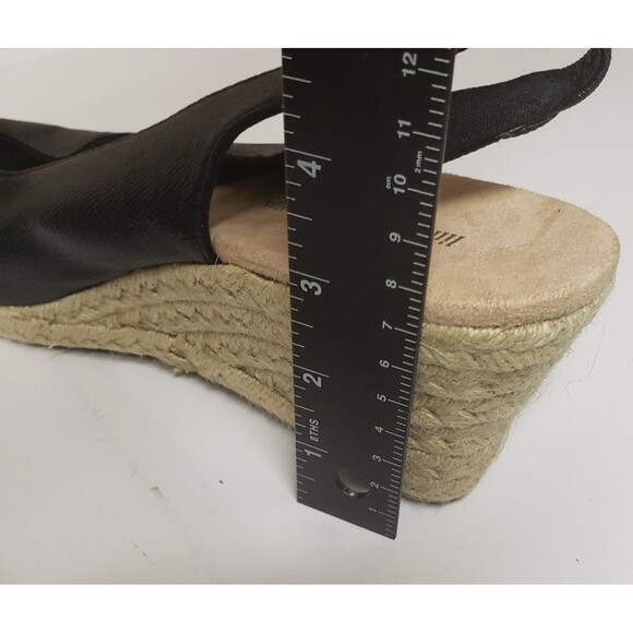 Lindsay Phillips Open Toe Espadrille Wedge Slingback Black Sandal Sz 9 NWBOX - Picture 5 of 13
